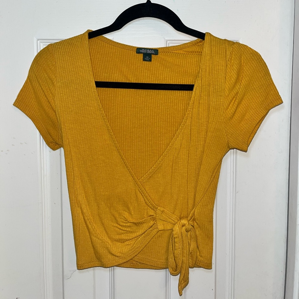 Wild Fable Mustard Yellow Wrap Top